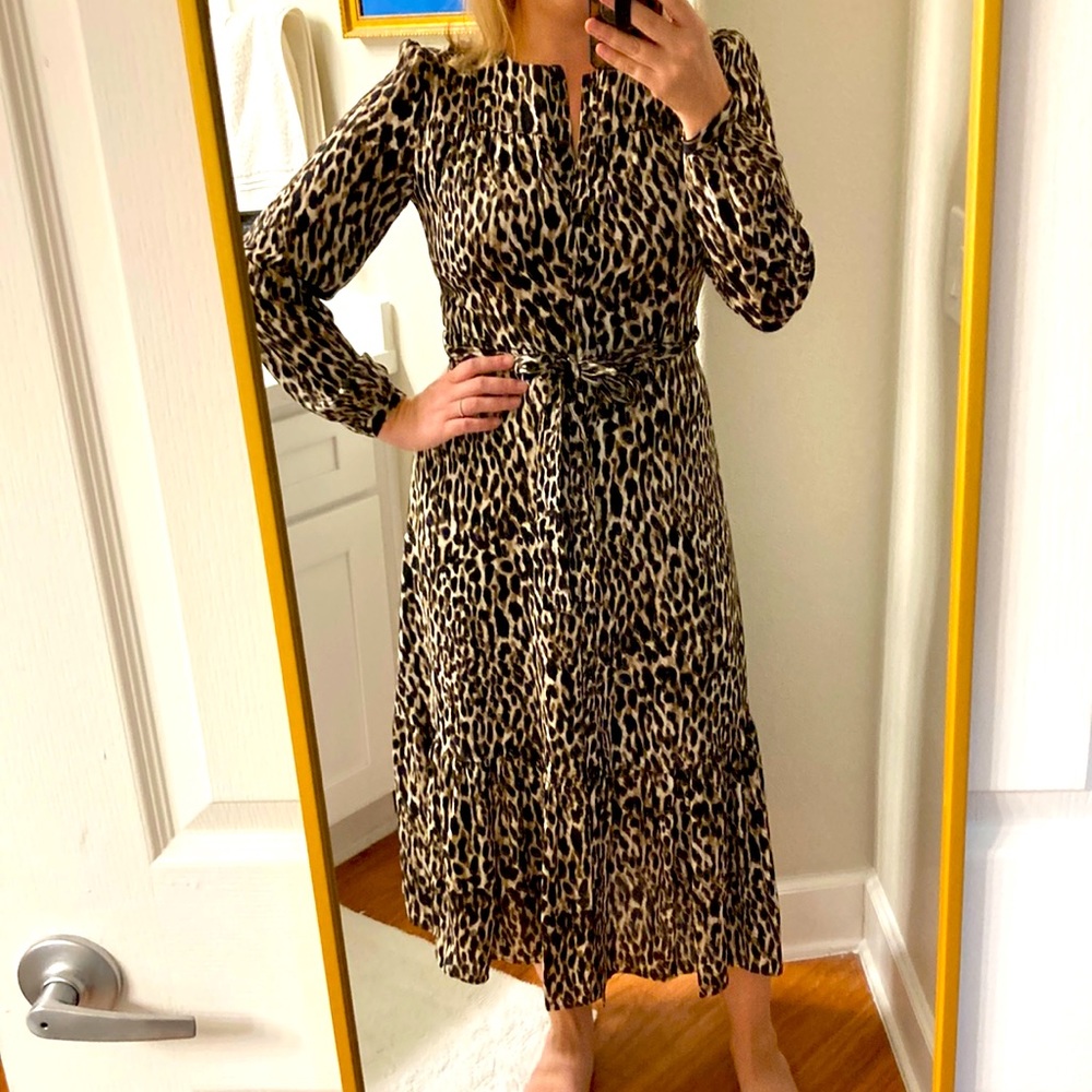 Banana Republic leopard midi dress NWOT